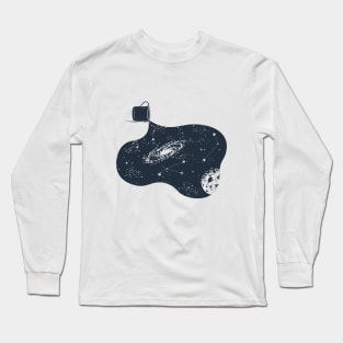 Creative Illustration. Double Exposure Effect. Camping Mug In Space Long Sleeve T-Shirt